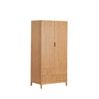 Dusklia - Elena Ash 2 Door Wardrobe with Drawers - Light Wood