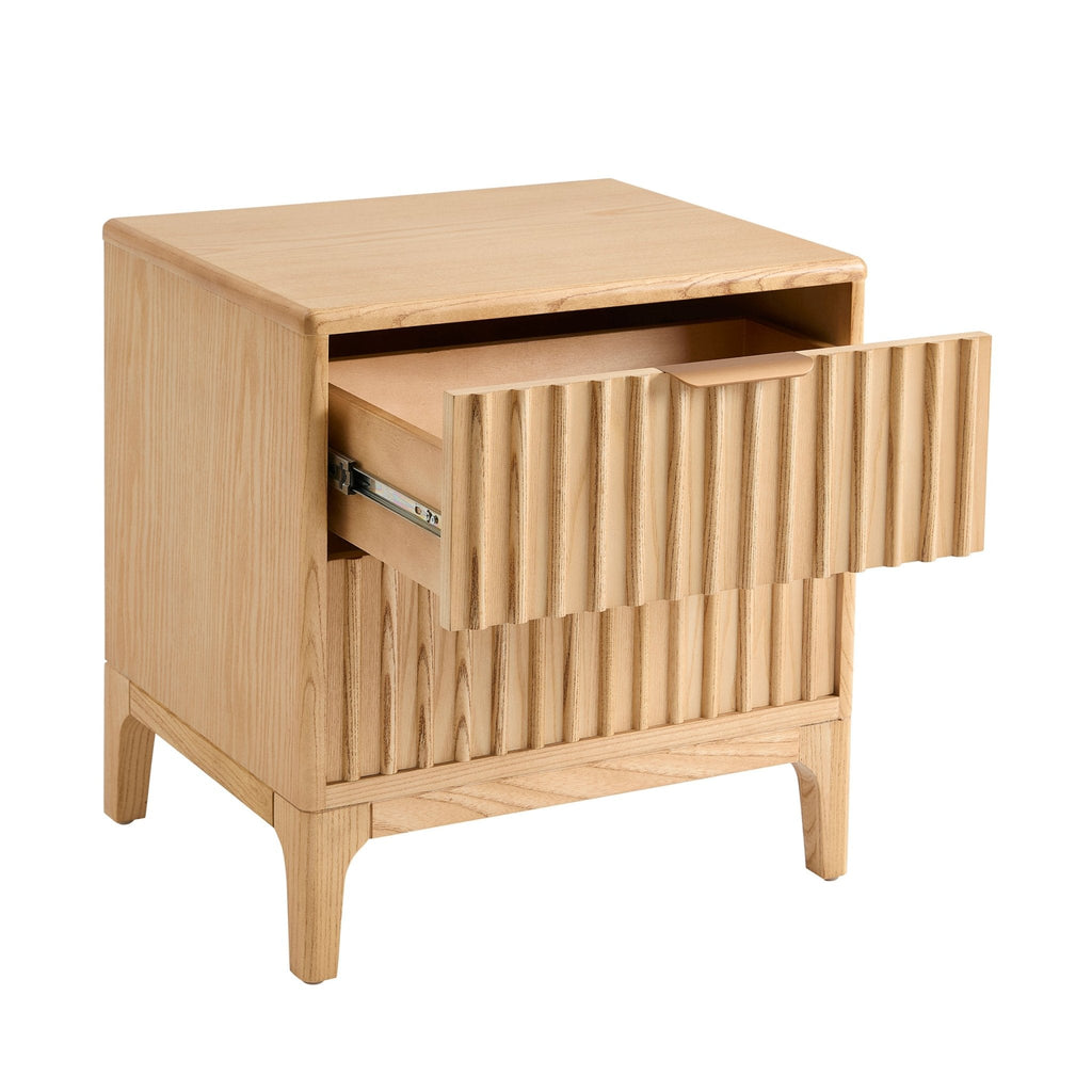 Dusklia - Elena Ash 2 Drawer Bedside Table - Light Wood