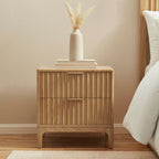 Dusklia - Elena Ash 2 Drawer Bedside Table - Light Wood
