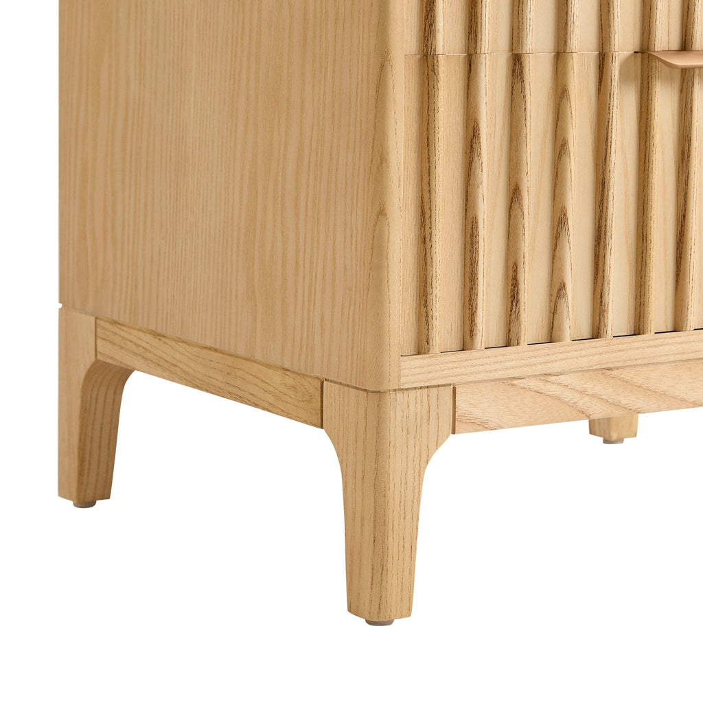 Dusklia - Elena Ash 2 Drawer Bedside Table - Light Wood