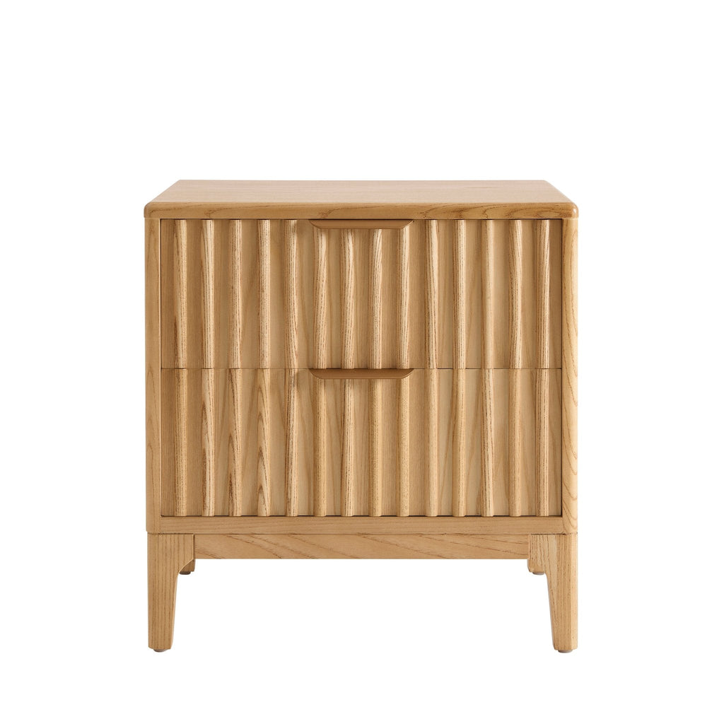 Dusklia - Elena Ash 2 Drawer Bedside Table - Light Wood