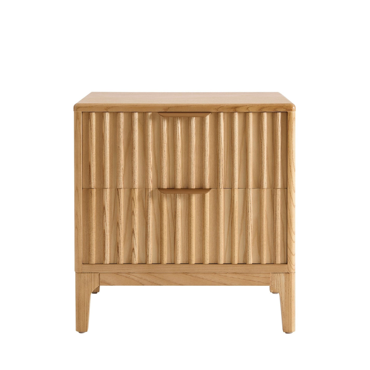 Dusklia - Elena Ash 2 Drawer Bedside Table - Light Wood