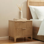 Dusklia - Elena Ash 2 Drawer Bedside Table - Light Wood