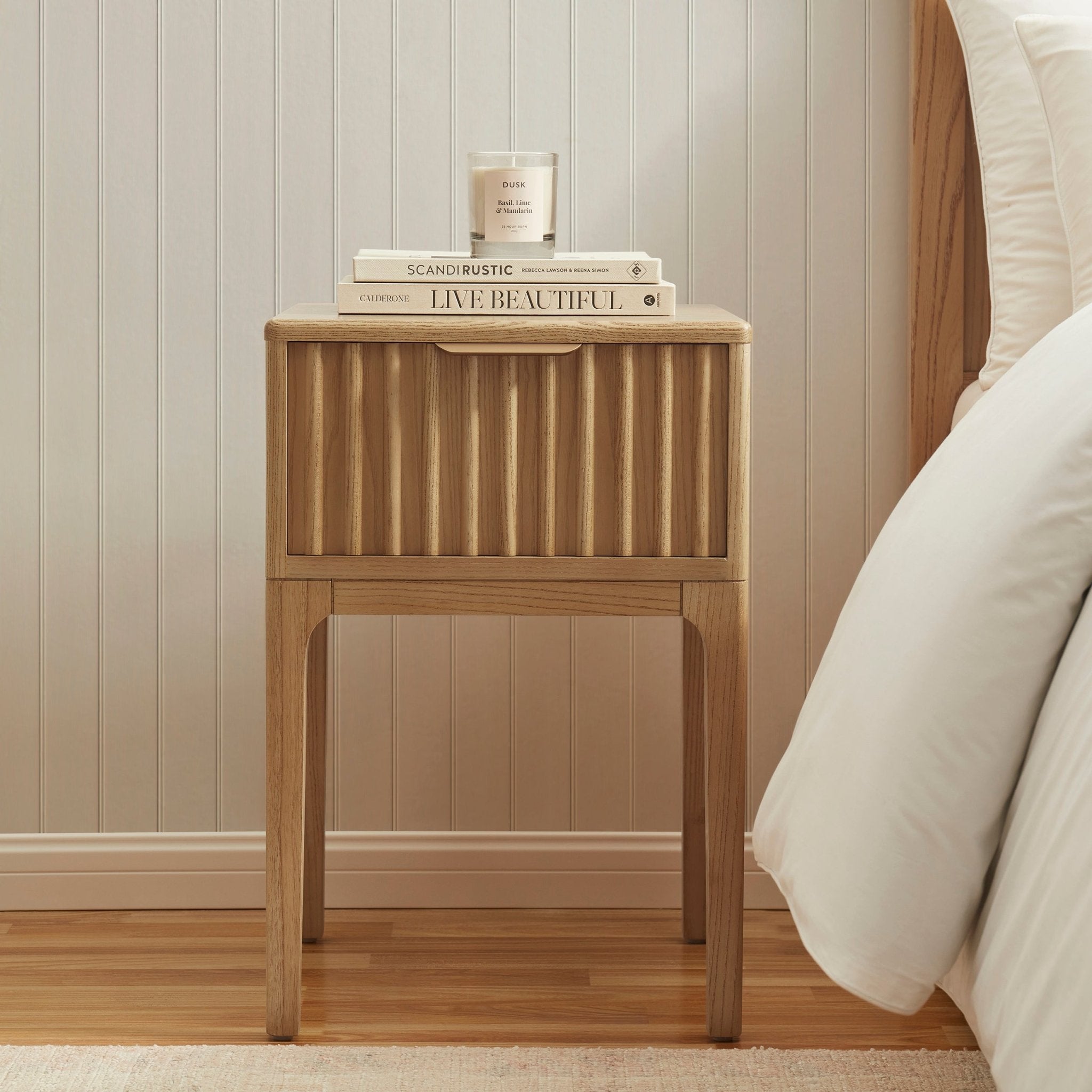 Dusklia - Elena Ash 1 Drawer Nightstand - Light Wood