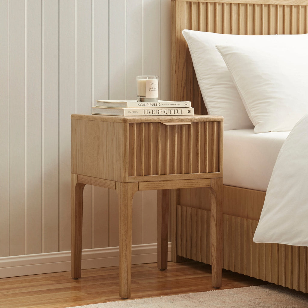 Dusklia - Elena Ash 1 Drawer Nightstand - Light Wood