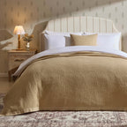 Dusklia - Eleni Cotton Waffle Stonewash Bedspread - Natural