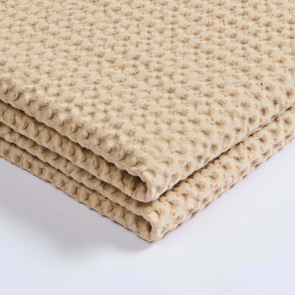 Dusklia - Eleni Cotton Waffle Stonewash Bedspread - Natural