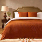 Dusklia - Eleni Cotton Waffle Stonewash Bedspread - Orange