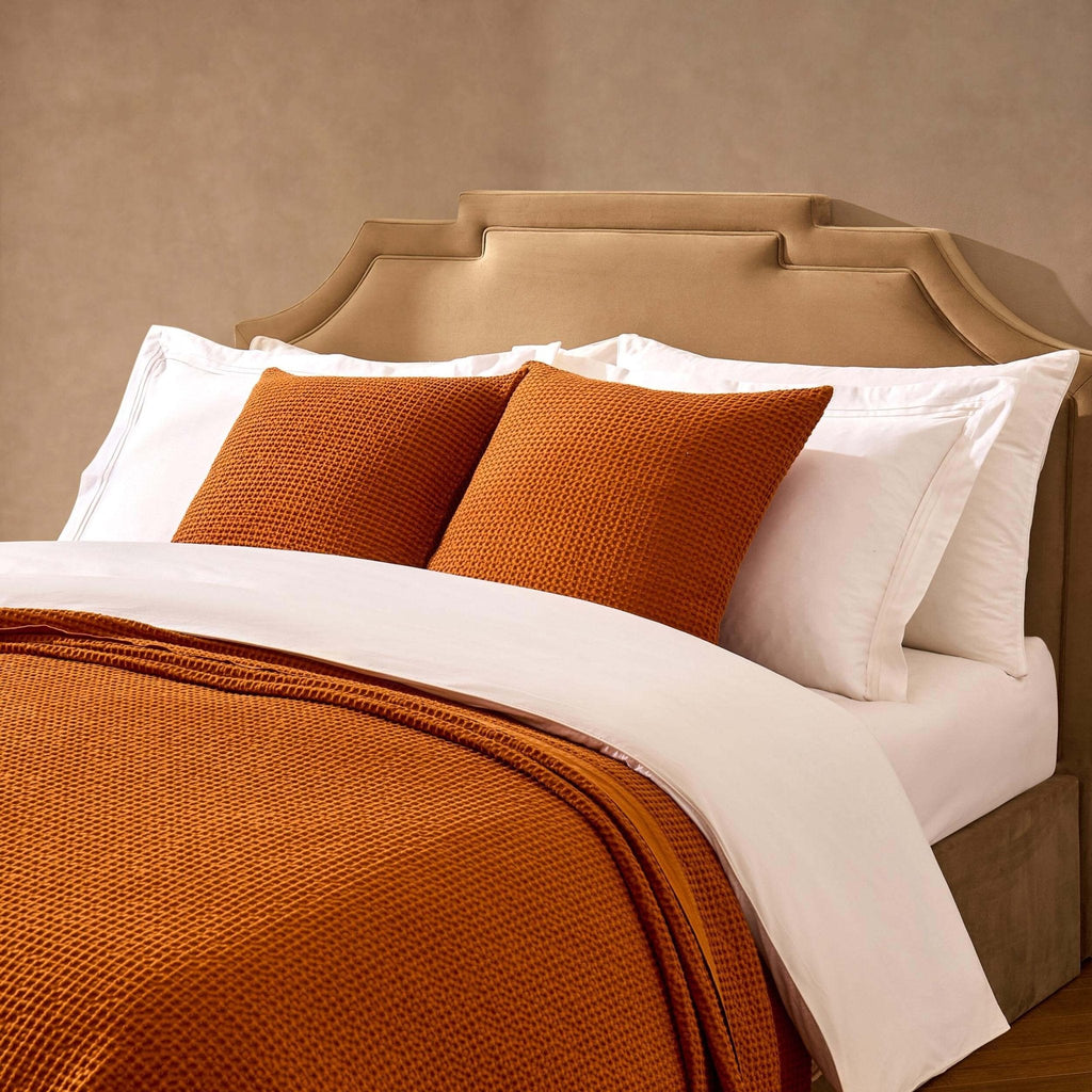 Dusklia - Eleni Cotton Waffle Stonewash Bedspread - Orange