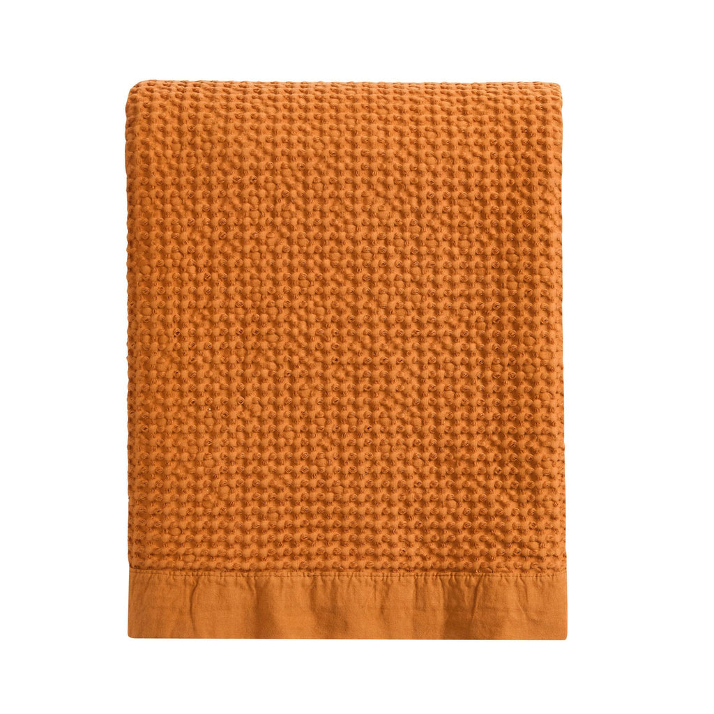 Dusklia - Eleni Cotton Waffle Stonewash Bedspread - Orange
