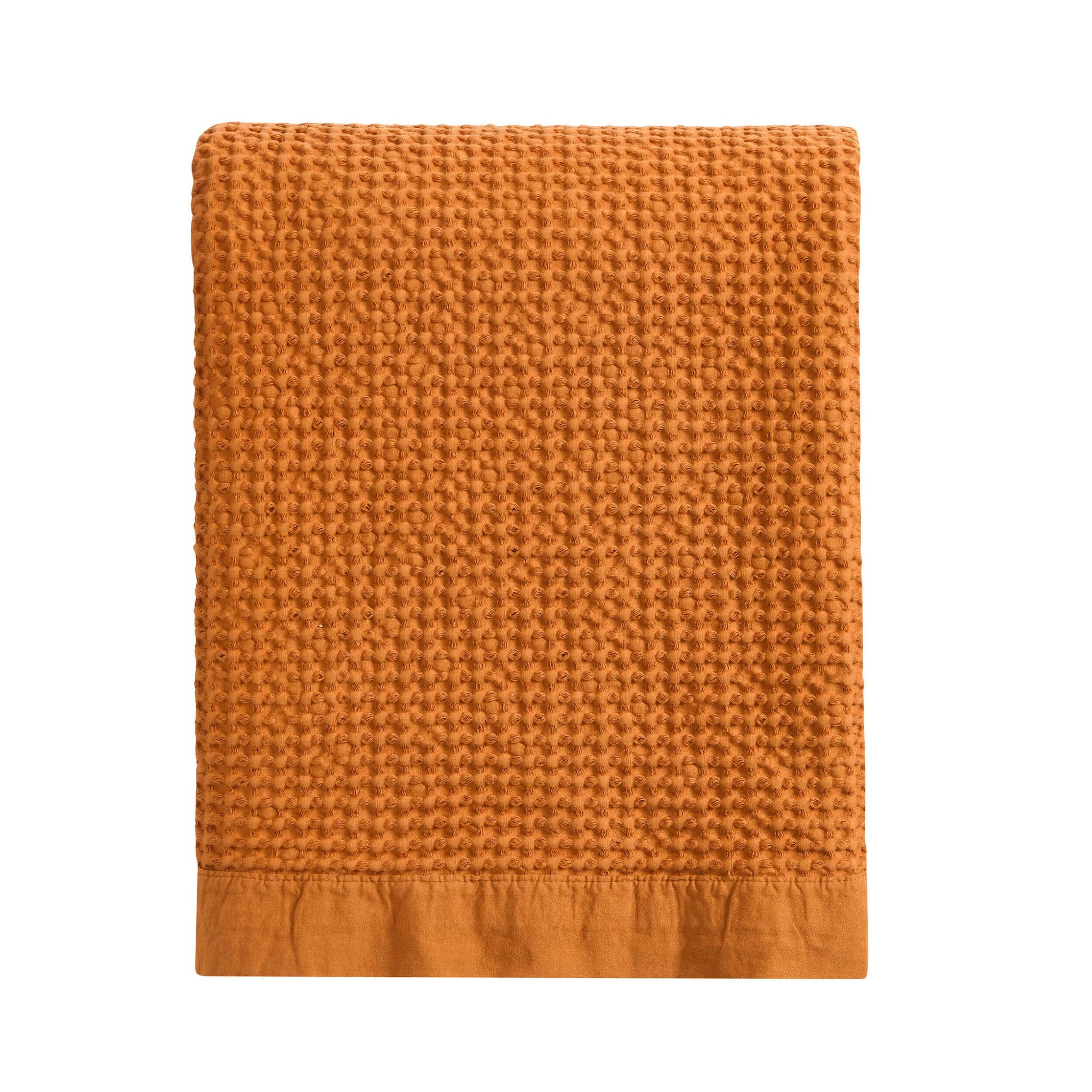 Dusklia - Eleni Cotton Waffle Stonewash Bedspread - Orange