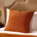 Dusklia - Eleni Cotton Waffle Stonewash Cushion Cover - Orange