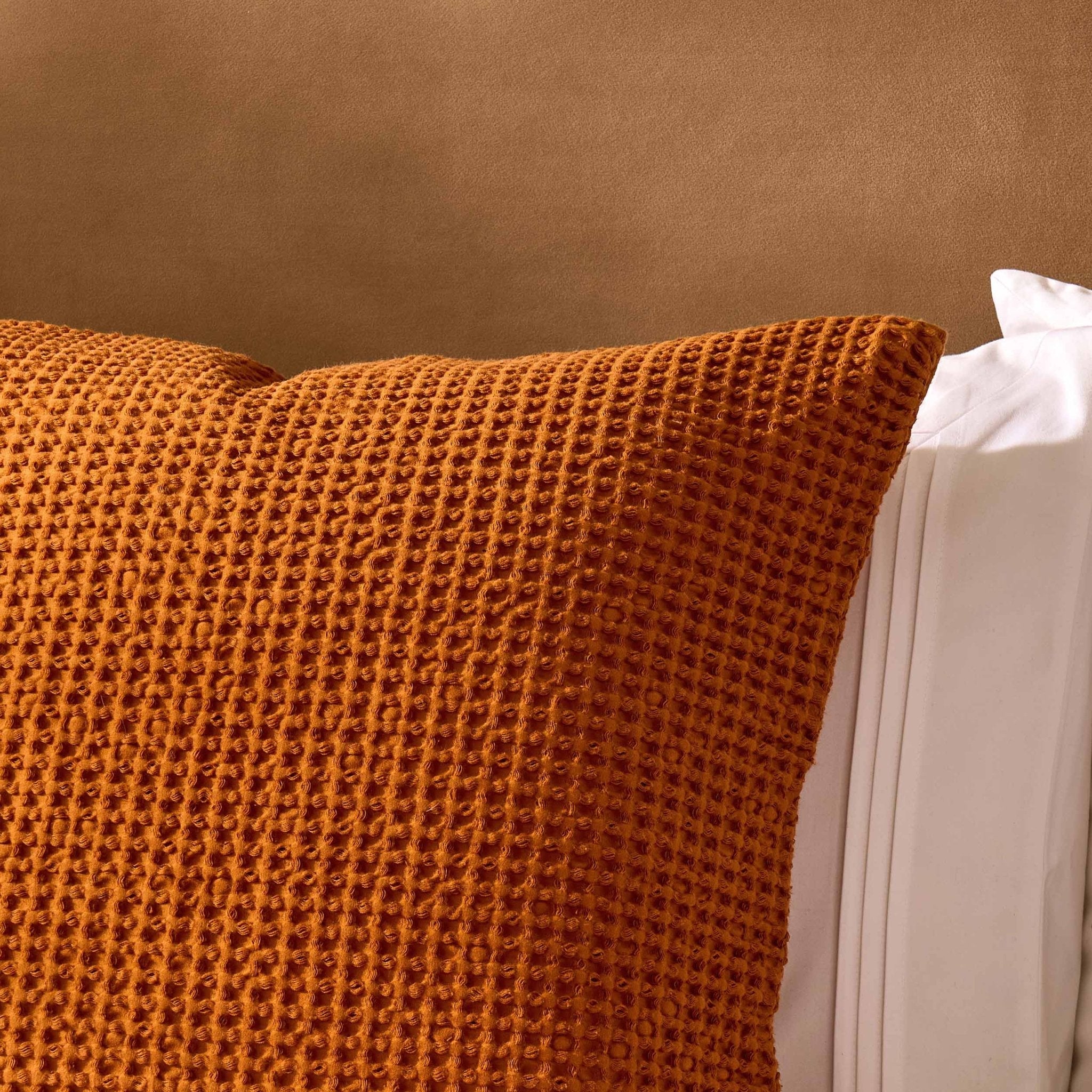 Dusklia - Eleni Cotton Waffle Stonewash Cushion Cover - Orange