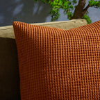 Dusklia - Eleni Cotton Waffle Stonewash Sofa Cushion Cover - Orange