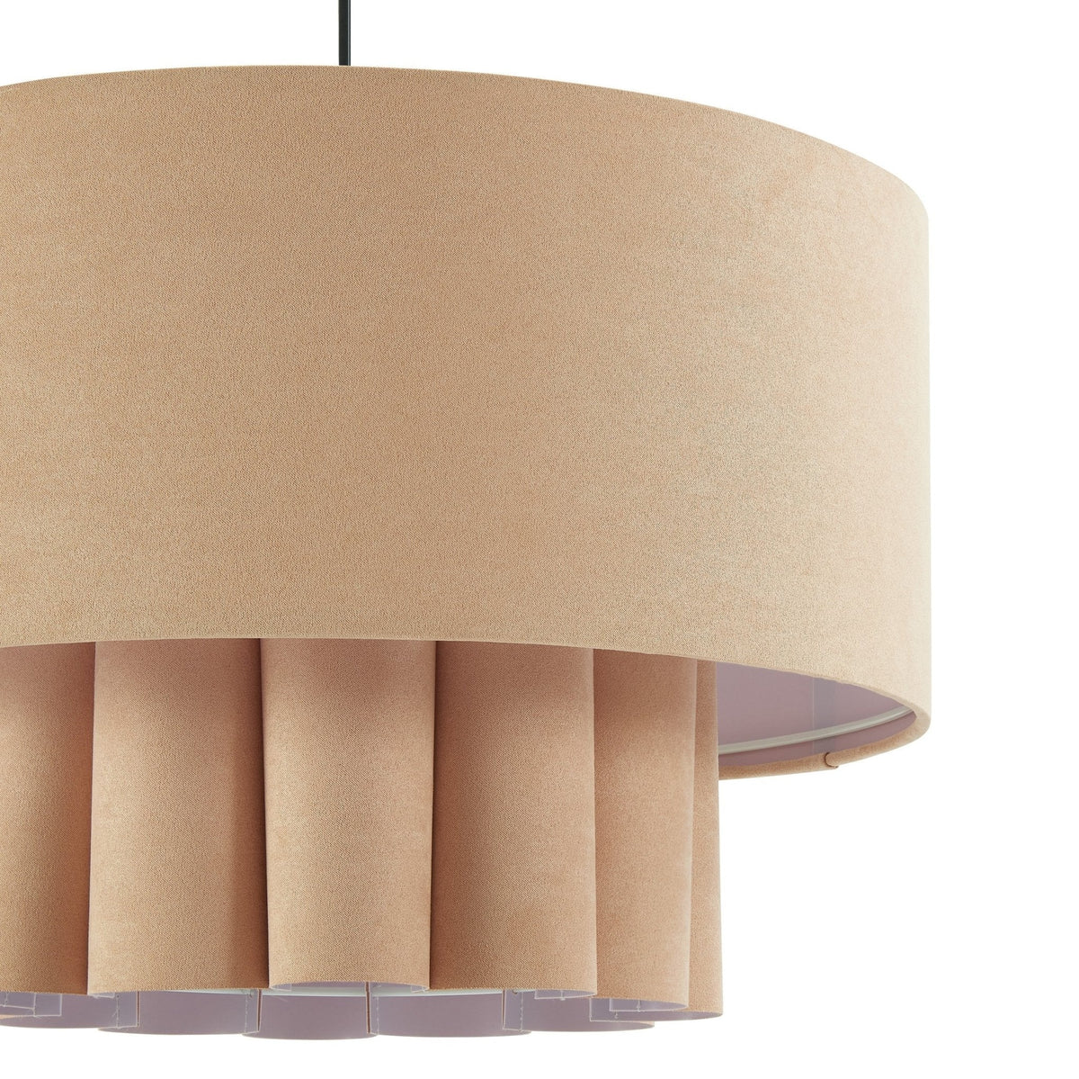 Dusklia - Eli Faux Suede Two Tier Scallop Ceiling Shade - Beige