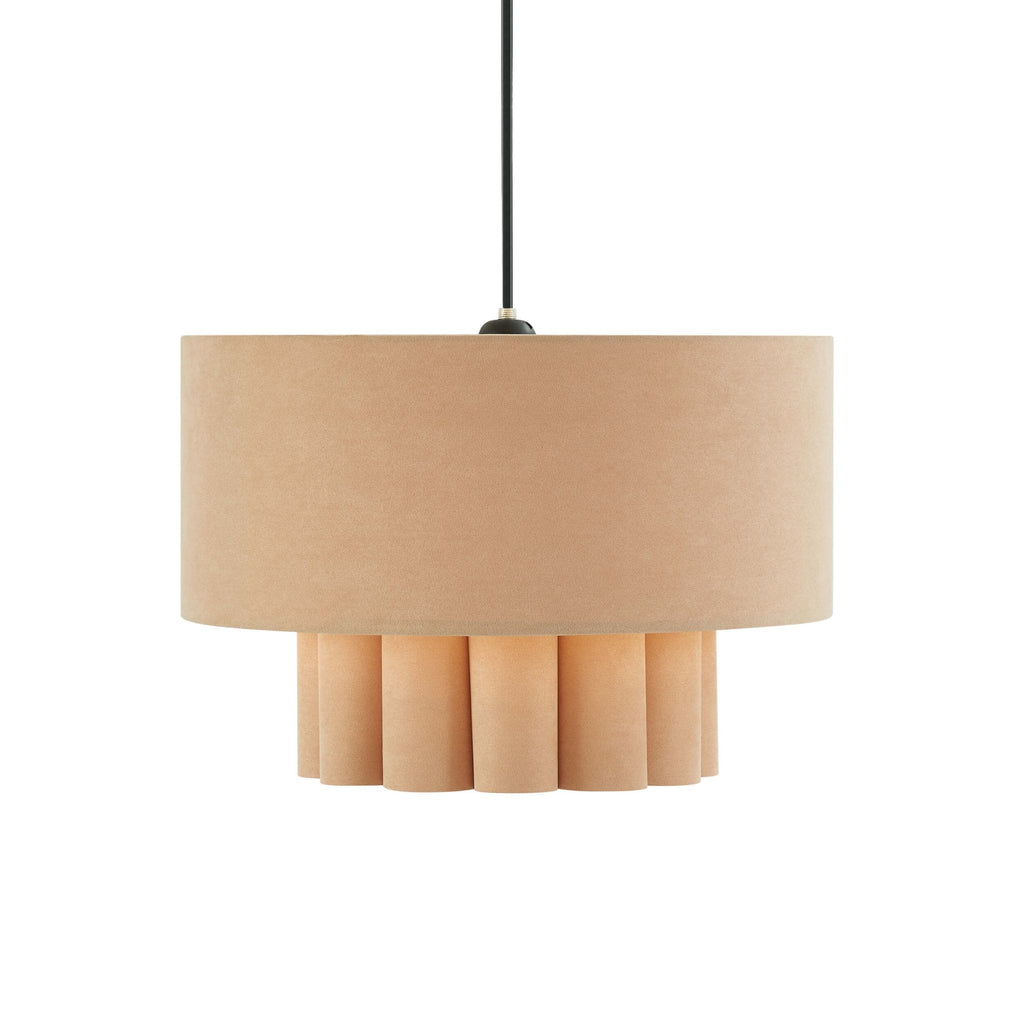 Dusklia - Eli Faux Suede Two Tier Scallop Ceiling Shade - Beige