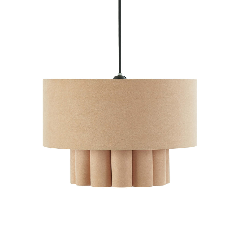 Dusklia - Eli Faux Suede Two Tier Scallop Ceiling Shade - Beige