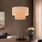 Dusklia - Eli Faux Suede Two Tier Scallop Ceiling Shade - Beige