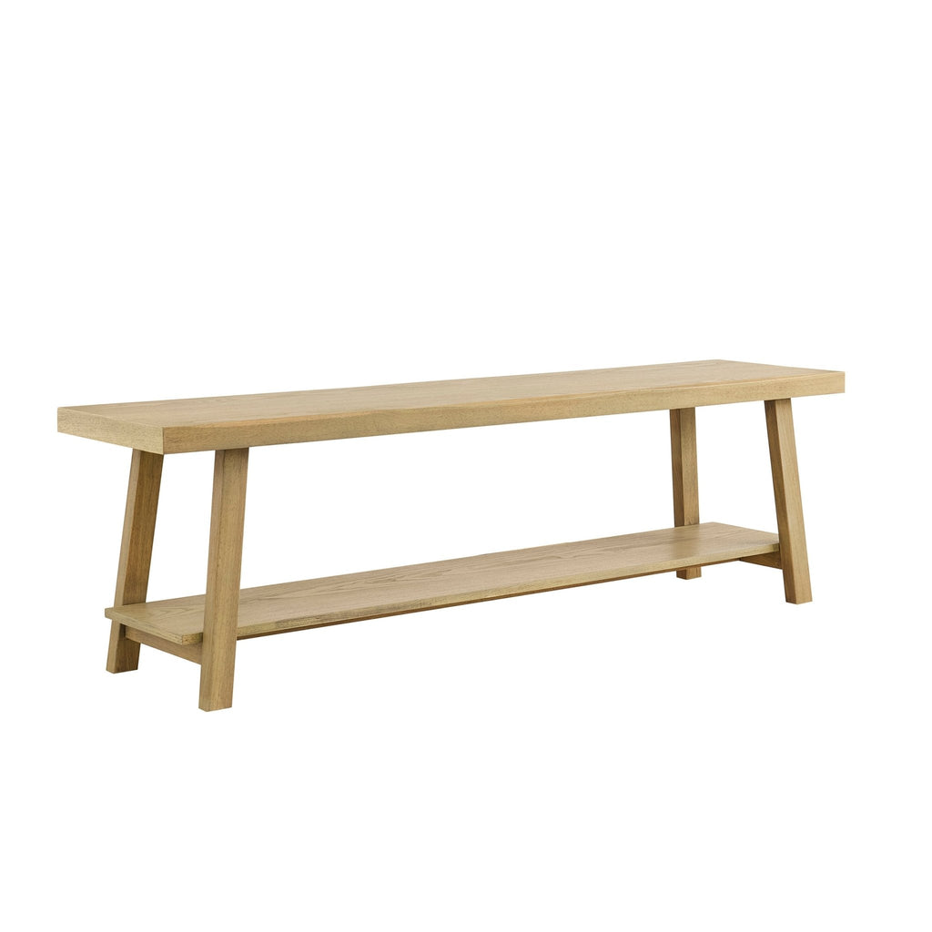 Dusklia - Eliza Wooden Shelf Bench - Light Wood