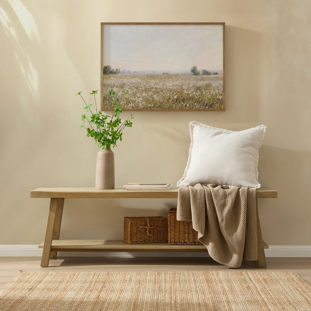 Dusklia - Eliza Wooden Shelf Bench - Light Wood