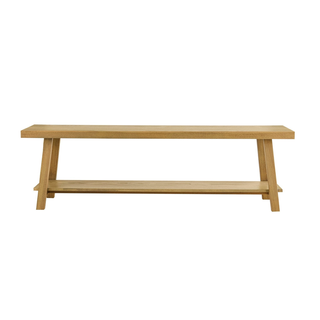 Dusklia - Eliza Wooden Shelf Bench - Light Wood