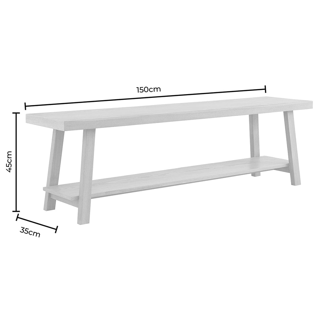 Dusklia - Eliza Wooden Shelf Bench - Light Wood