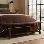 Dusklia - Eliza Wooden Shelf Bench - Walnut