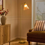 Dusklia - Ella Glass Conical Striped Floor Lamp - Amber