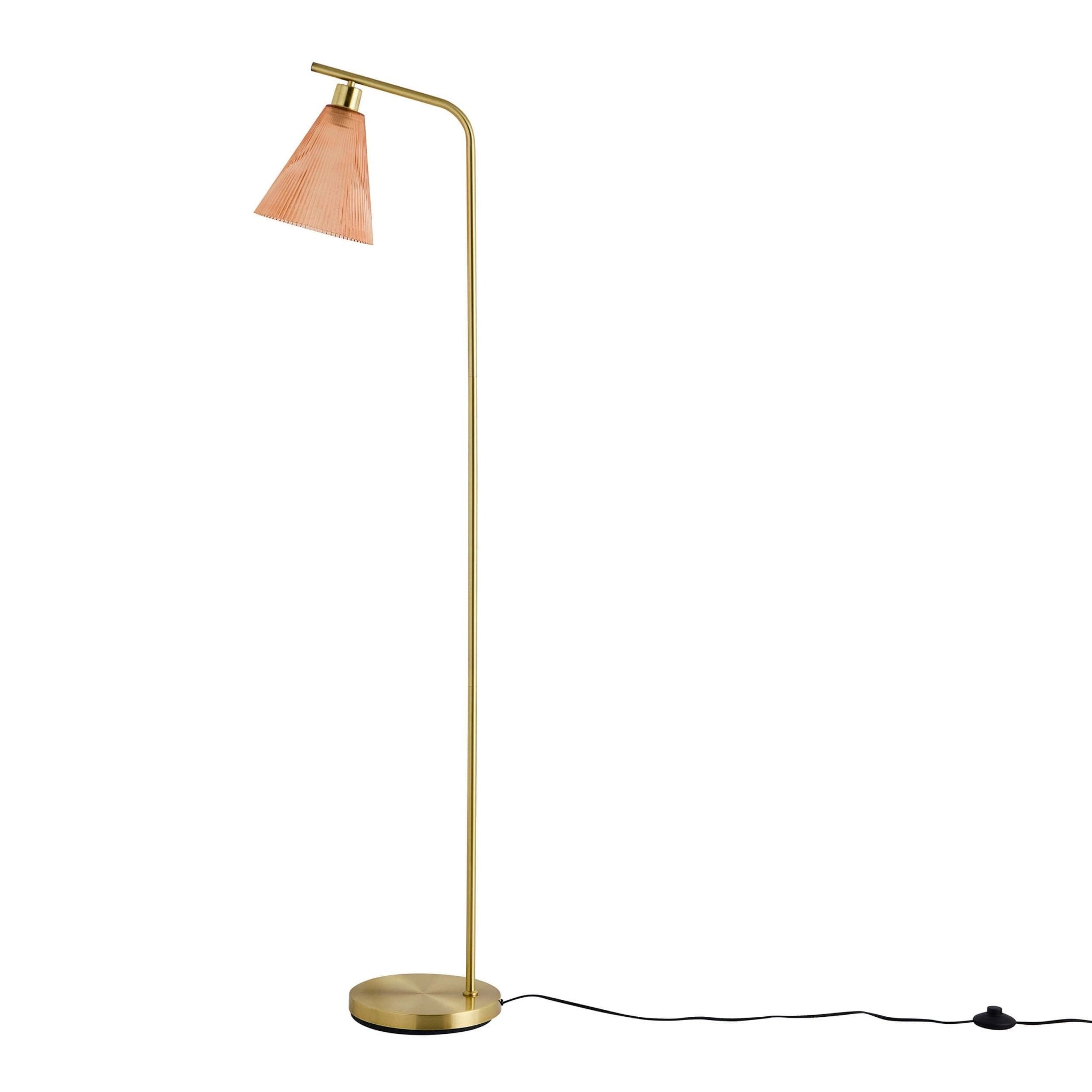 Dusklia - Ella Glass Conical Striped Floor Lamp - Amber