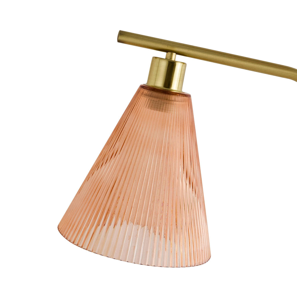 Dusklia - Ella Glass Conical Striped Floor Lamp - Amber