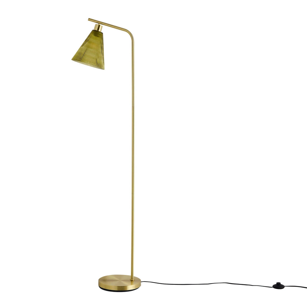 Dusklia - Ella Glass Conical Striped Floor Lamp - Green