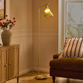 Dusklia - Ella Glass Conical Striped Floor Lamp - Green