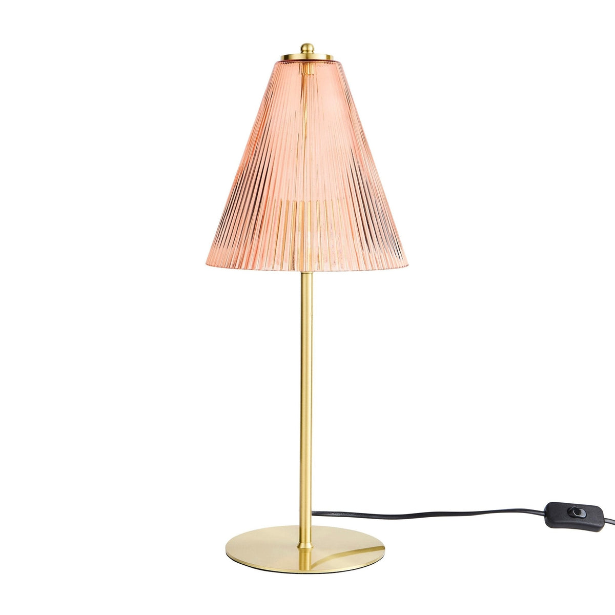 Dusklia - Ella Glass Conical Striped Table Lamp - Amber