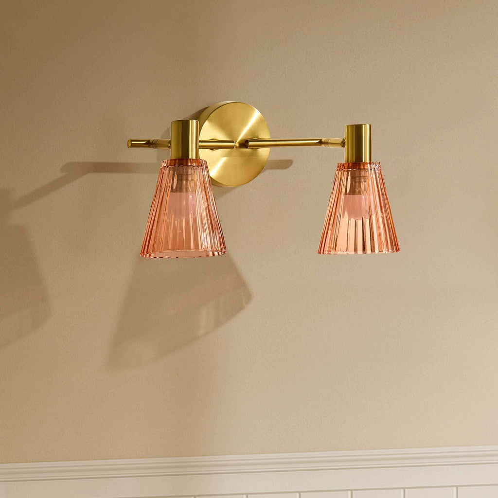 Dusklia - Ella Glass Conical Striped Wall Light - Amber