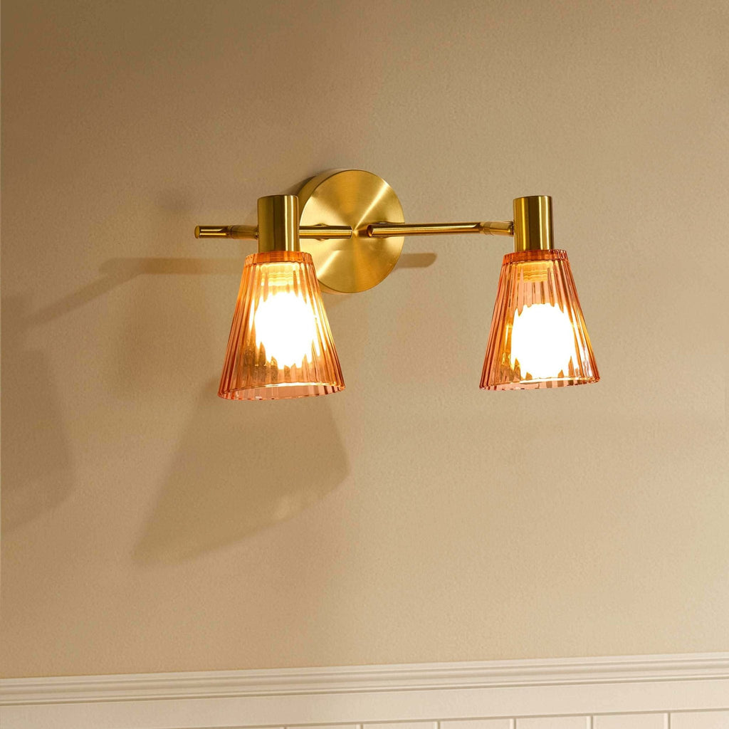 Dusklia - Ella Glass Conical Striped Wall Light - Amber