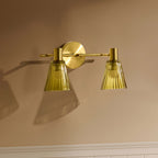 Dusklia - Ella Glass Conical Striped Wall Light - Green