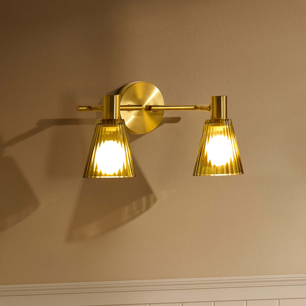 Dusklia - Ella Glass Conical Striped Wall Light - Green