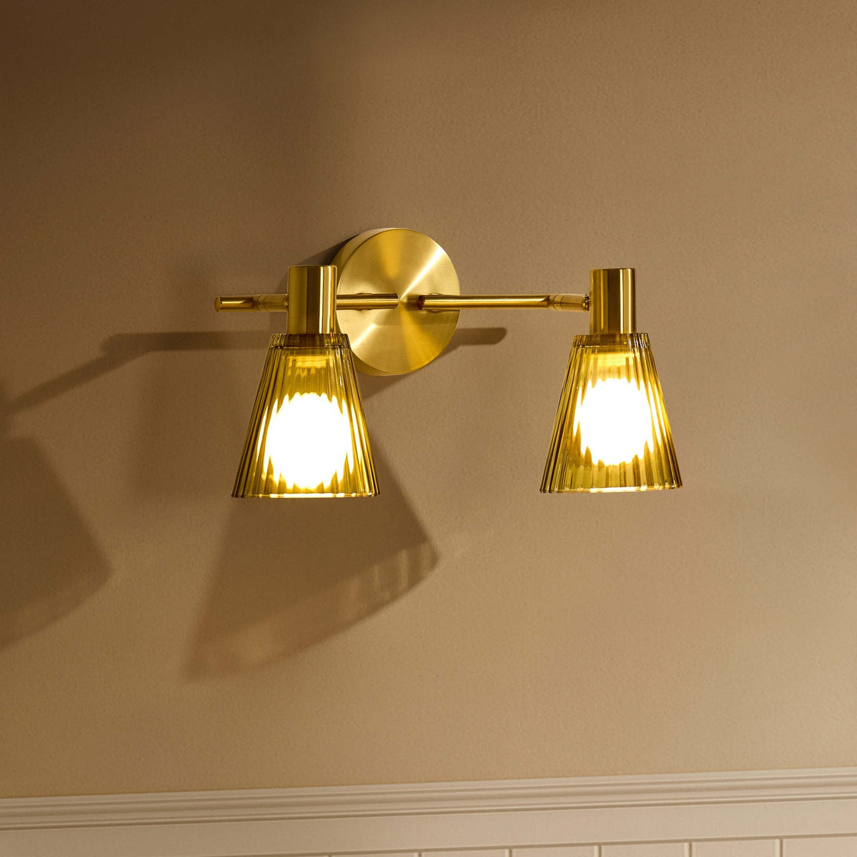 Dusklia - Ella Glass Conical Striped Wall Light - Green
