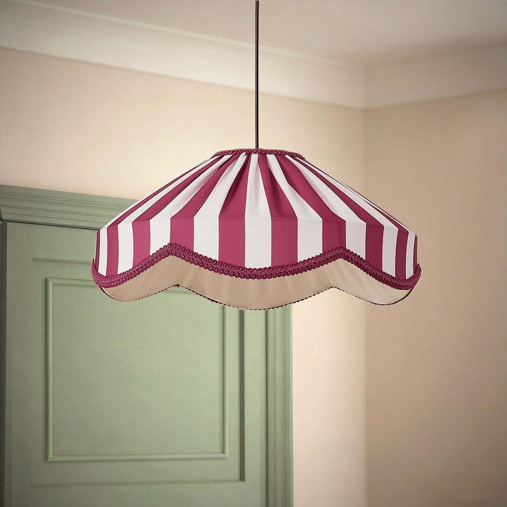 Dusklia - Elliot Linen Scallop Stripe Ceiling Shade - Plum