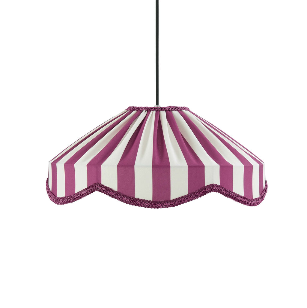 Dusklia - Elliot Linen Scallop Stripe Ceiling Shade - Plum