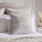 Dusklia - Embroidered Bird Cushion Cover - Cloud Grey