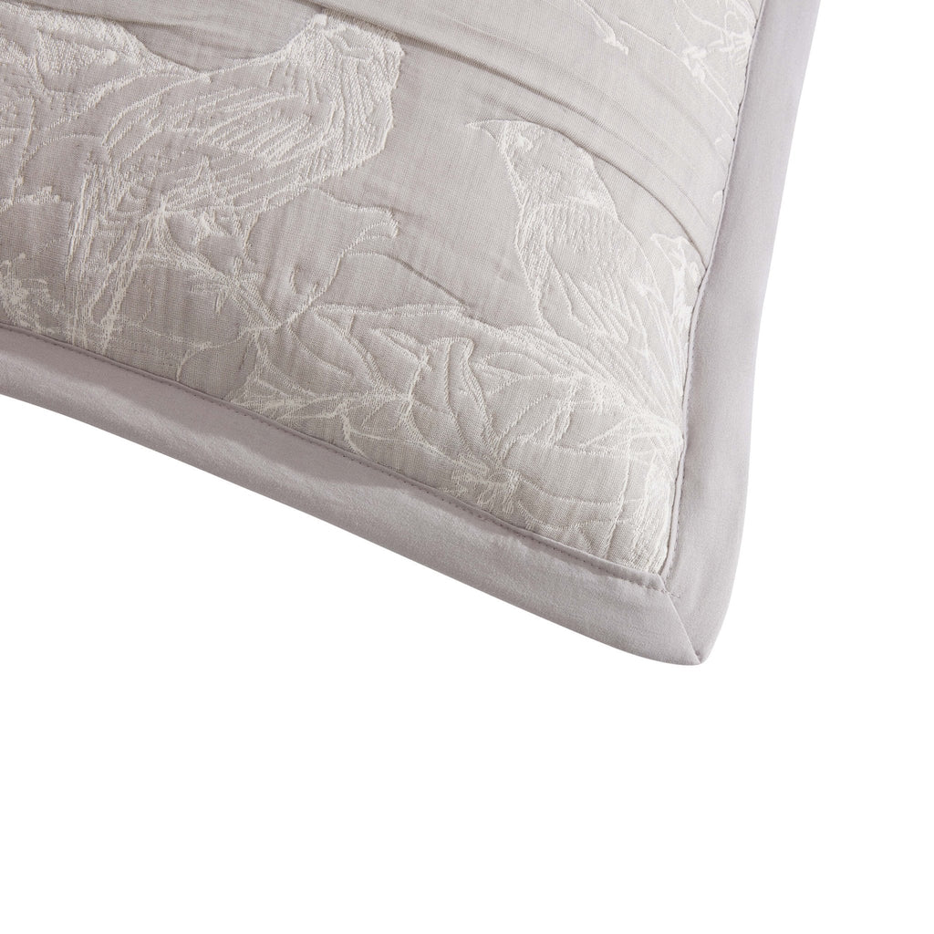 Dusklia - Embroidered Bird Cushion Cover - Cloud Grey