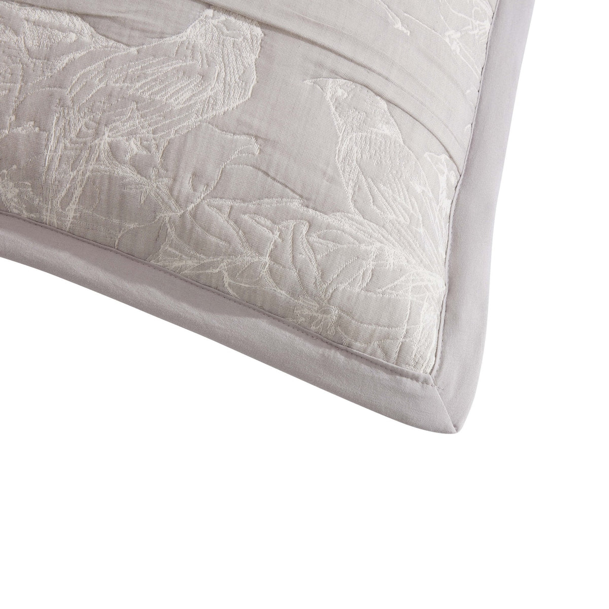 Dusklia - Embroidered Bird Cushion Cover - Cloud Grey