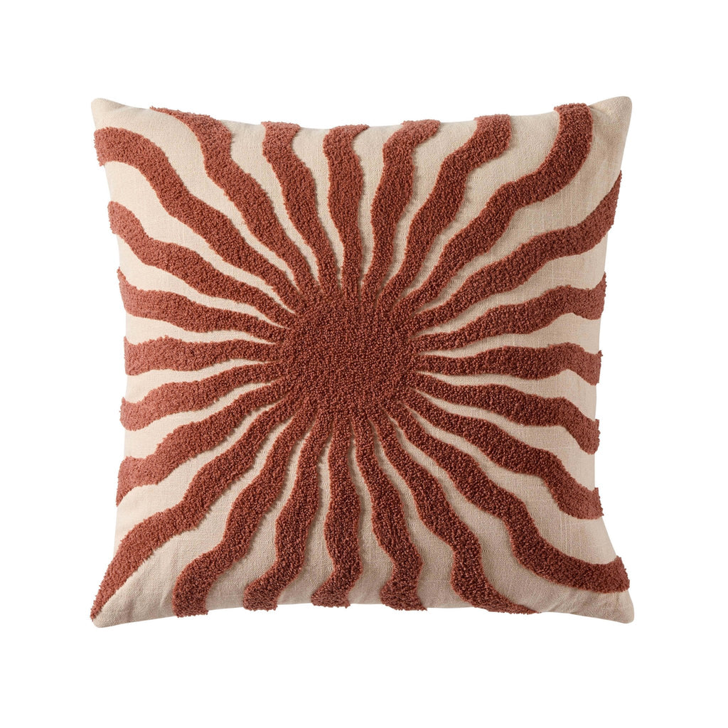Dusklia - Embroidered Sun Sofa Cushion Cover - Burnt Orange