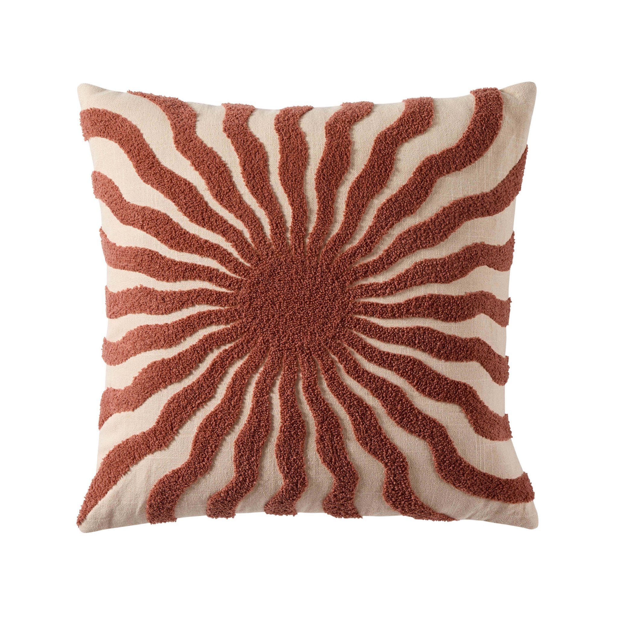 Dusklia - Embroidered Sun Sofa Cushion Cover - Burnt Orange
