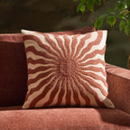 Dusklia - Embroidered Sun Sofa Cushion Cover - Burnt Orange