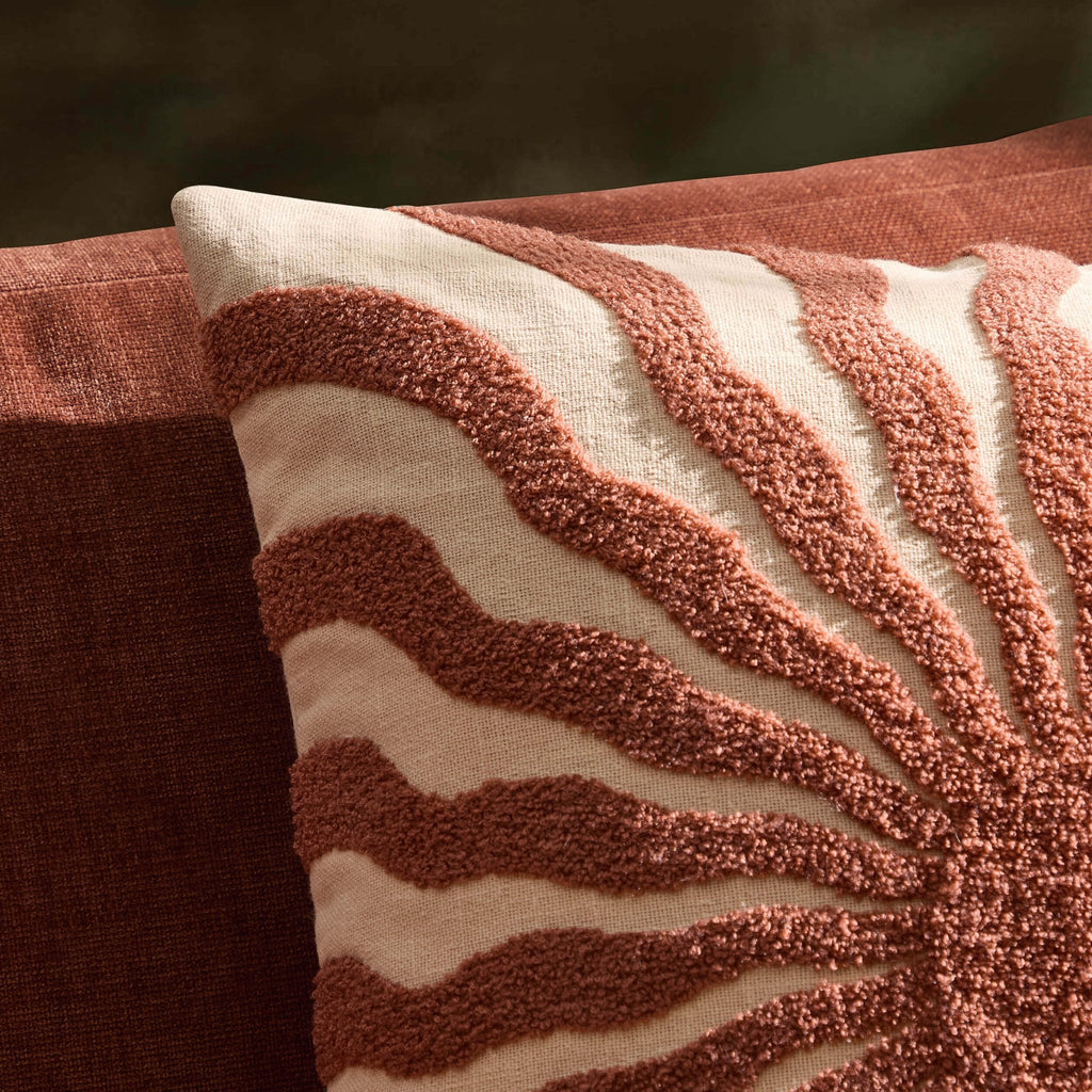 Dusklia - Embroidered Sun Sofa Cushion Cover - Burnt Orange