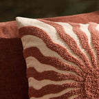 Dusklia - Embroidered Sun Sofa Cushion Cover - Burnt Orange