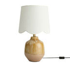 Dusklia - Emer Scallop Edge Reactive Glaze Table Lamp - Brown/White