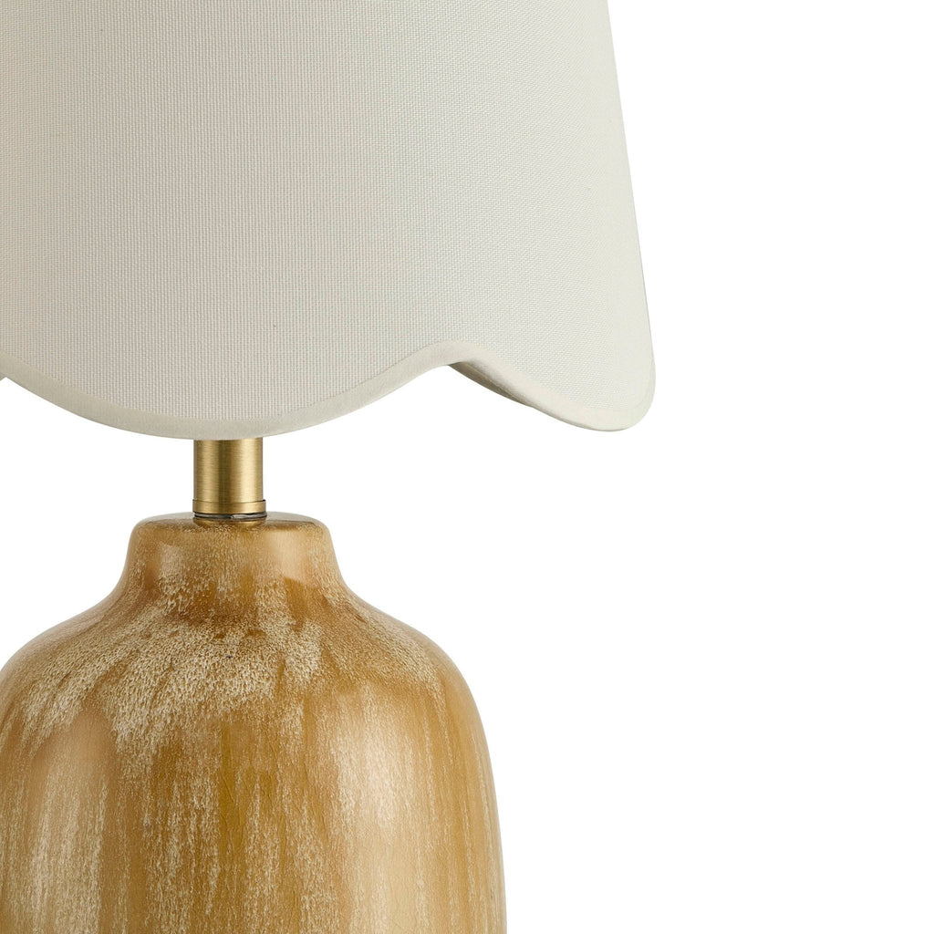 Dusklia - Emer Scallop Edge Reactive Glaze Table Lamp - Brown/White